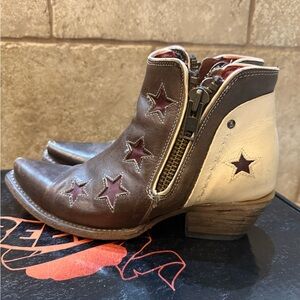 Weavers Brown and Cream Star Ankle Boots